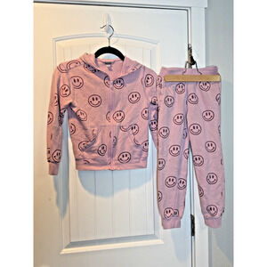 Tea Collection 100% Cotton Sweat Set Girls' Size 7, Full Zip Up and Jogger Pants